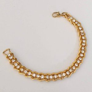 Gold link bracelet with cz's